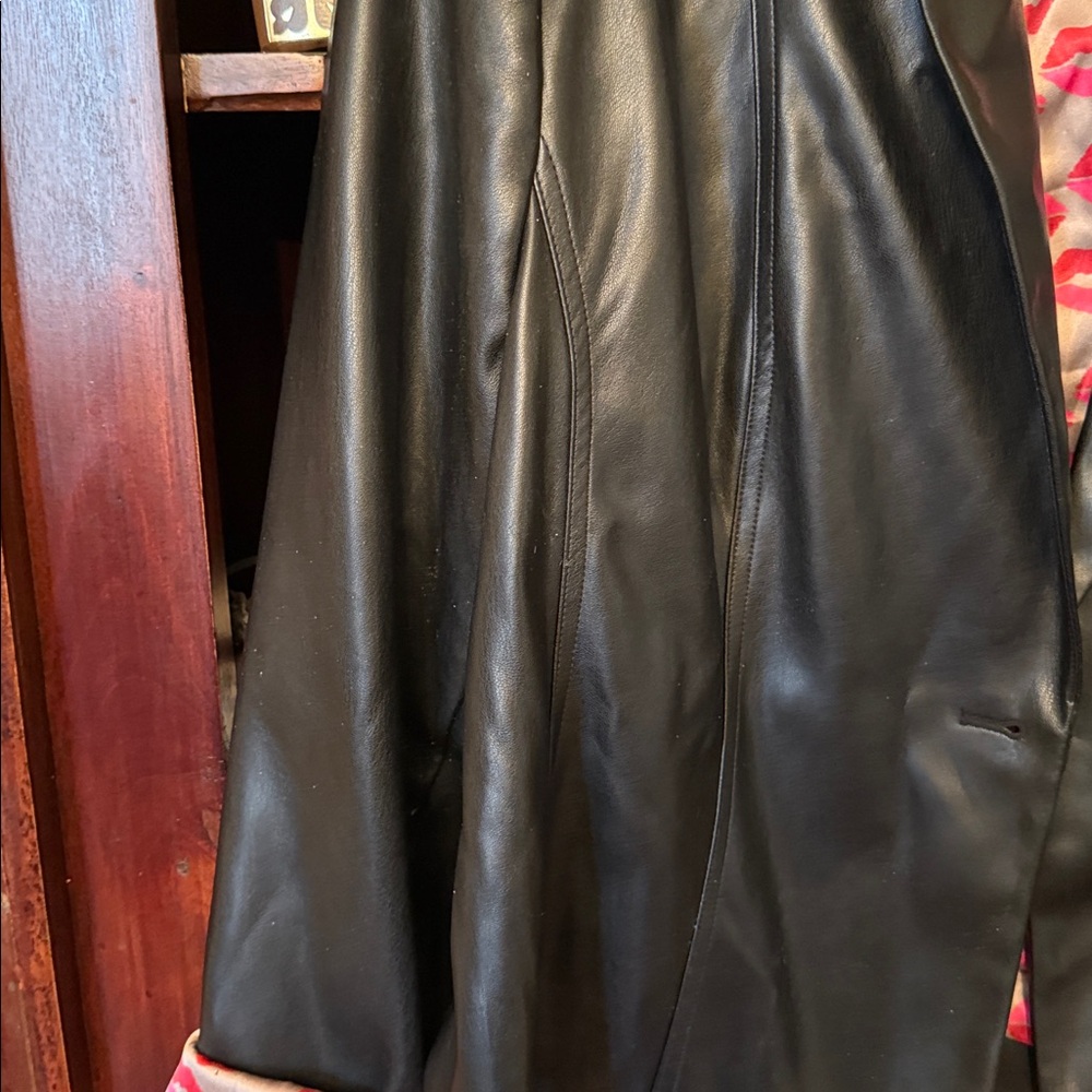 Attitudes by Renee Black faux Leather Jacket with Lip-Patterned Lining - Picture 2 of 6